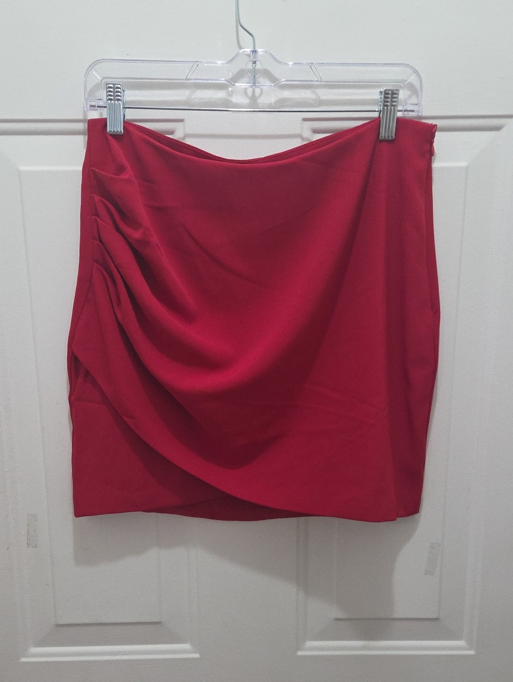 NWT mittoshop Red Draped Asymmetric Mini Skirt L